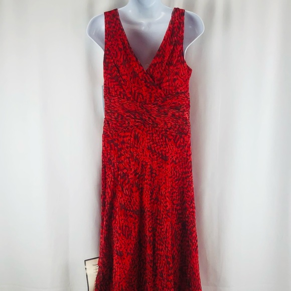 London Times Silk ruched bodice longer in back sleeveless midi dress NWT 8 - Picture 12 of 16